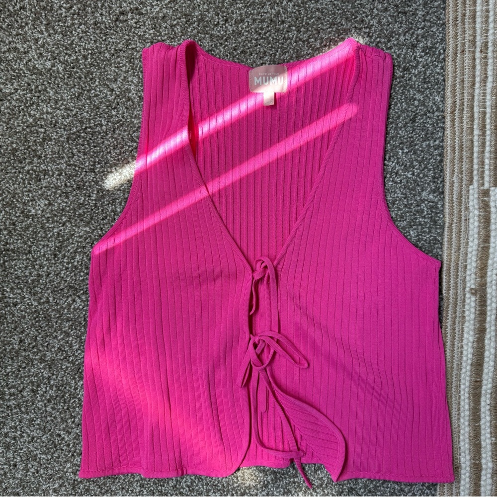 Show Me Your MuMu Fuchsia Tie-Front Tank Top